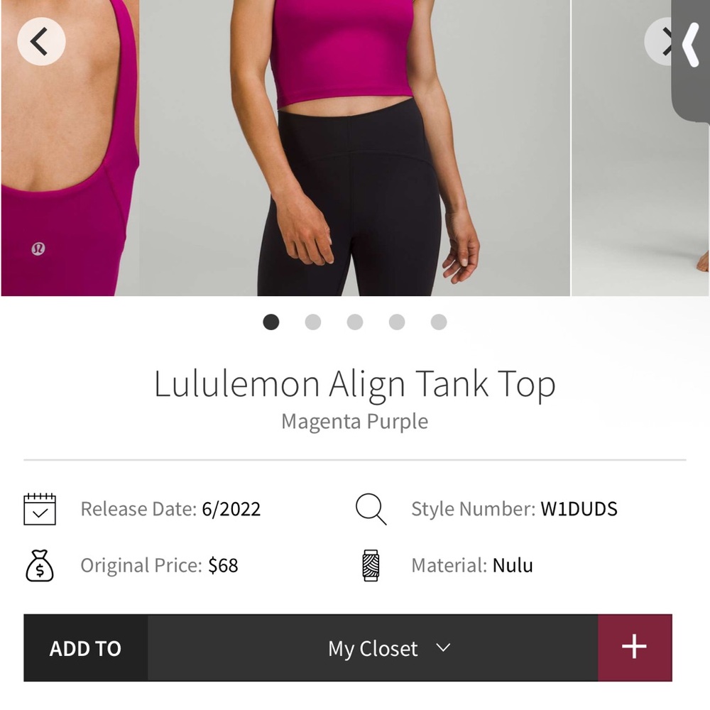 lululemon athletica Fuchsia Align Tank Top